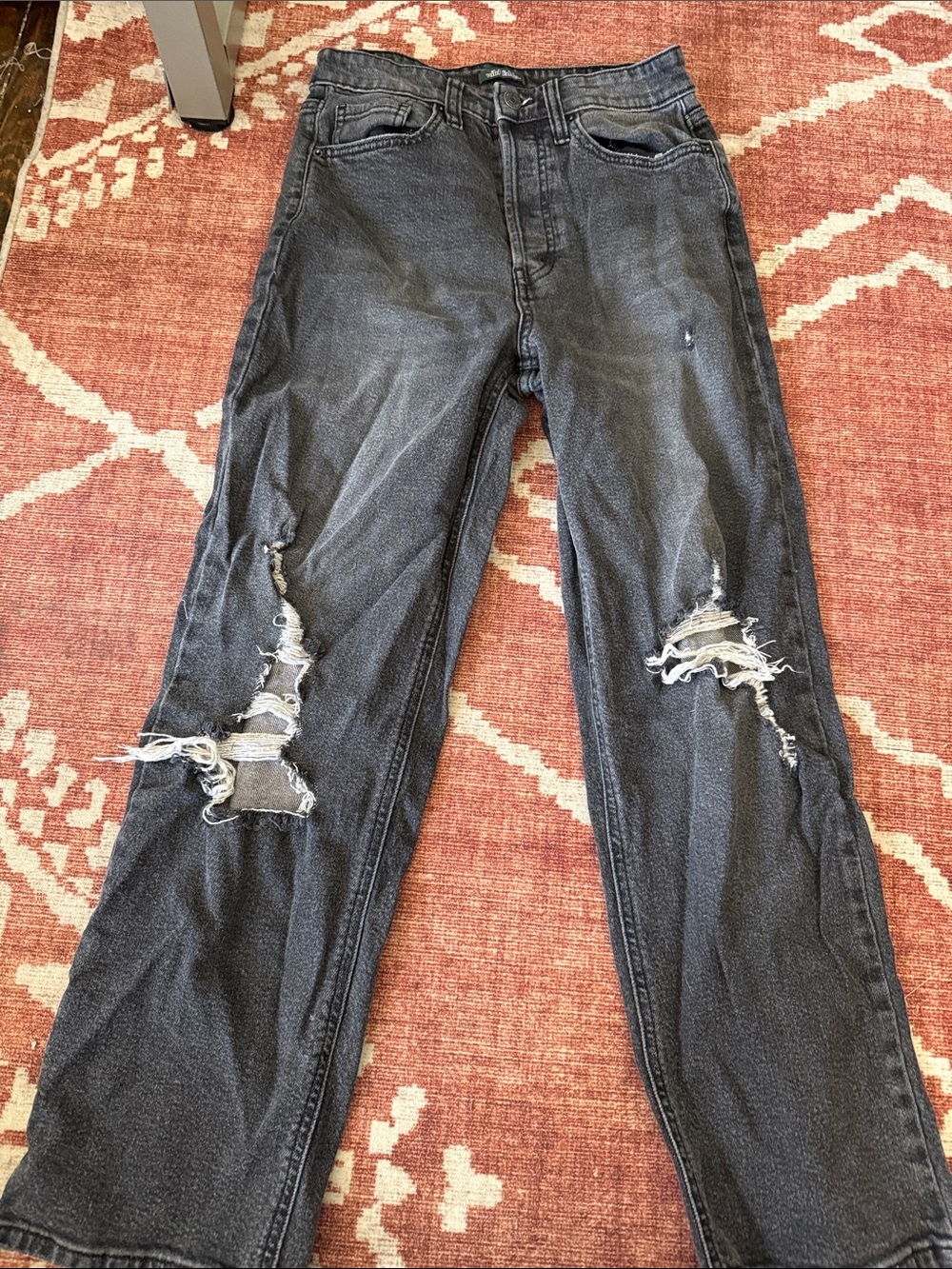 wild fable Washed Black Distressed Straight Leg Jeans